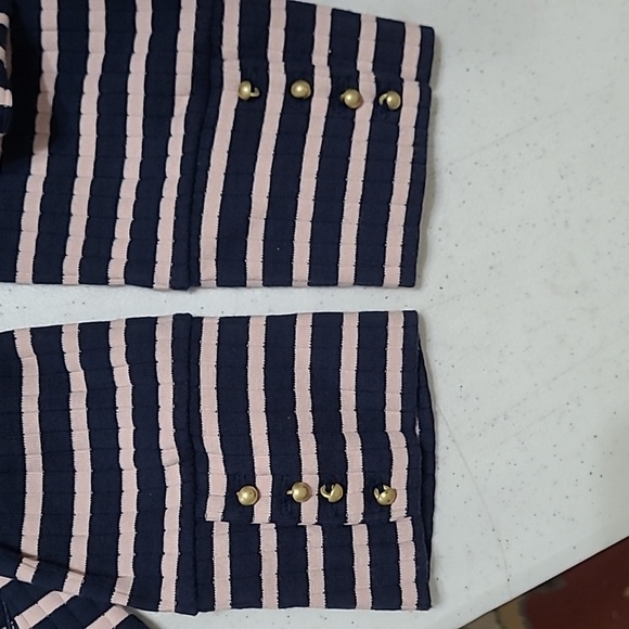 Nautica Navy Blue and Pink Fitted Ribbed Long Sleeve Mock Turtleneck size XL - Picture 5 of 7